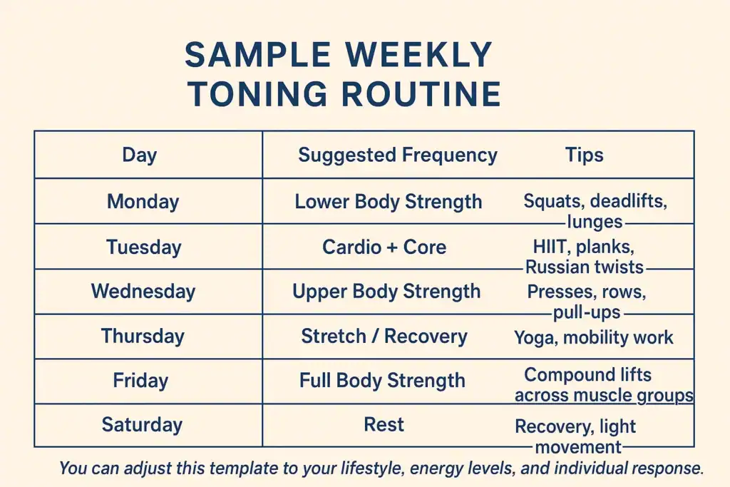 Achieving the Perfect Tone: How Often Should You Exercise for Results? 4 Weekly exercise Deal plan graphic