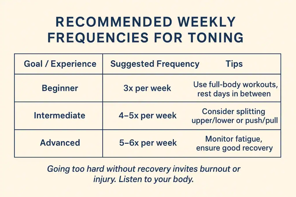 Achieving the Perfect Tone: How Often Should You Exercise for Results? 2 Graphic to show how often you should do exercise to help with toning Deal